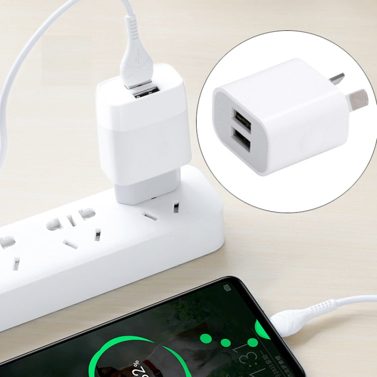 Mini Dual Port USB Charger with USB to 8 Pin Data Cable, AU Plug - Apple Accessories by buy2fix | Online Shopping UK | buy2fix