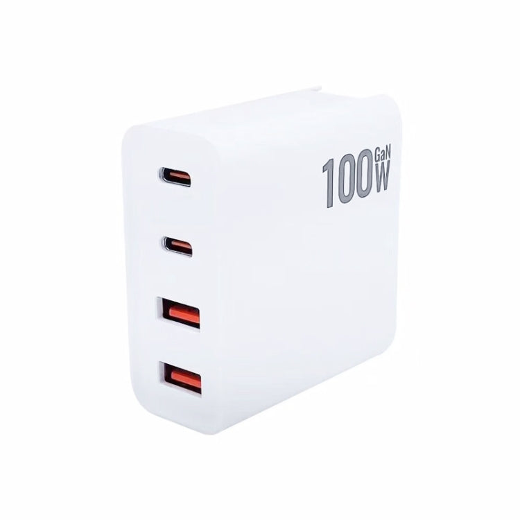 GaN 100W Dual USB + Dual USB-C/Type-C Multi Port Charger with 2m Type-C to Type-C Data Cable Set US Plug - Cable & Adapter by buy2fix | Online Shopping UK | buy2fix