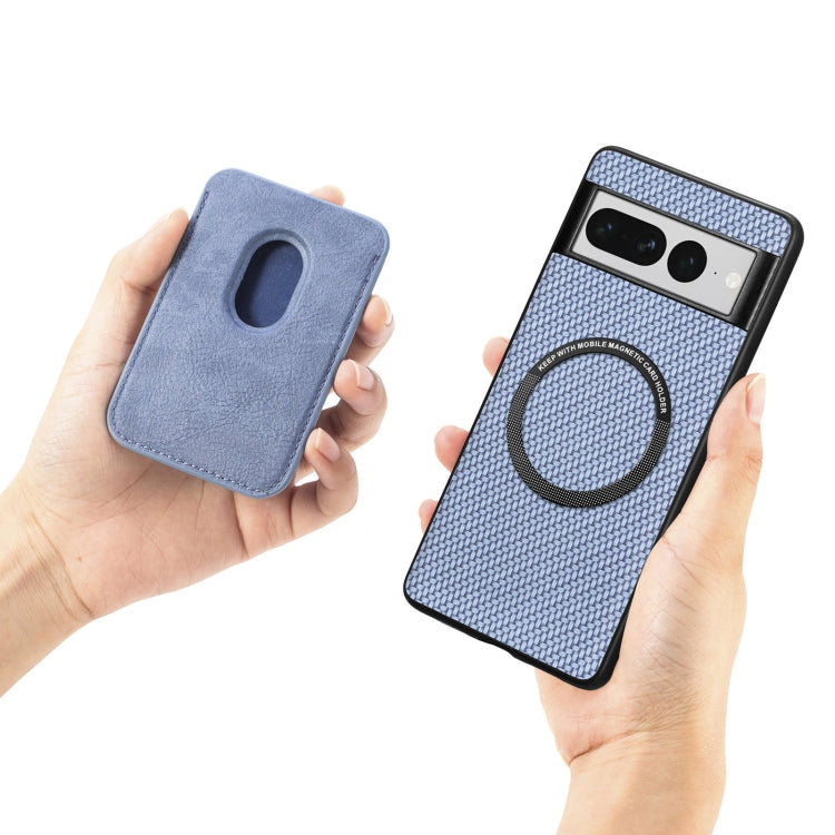 For Google Pixel 7 Pro Carbon Fiber Leather Card Magsafe Phone Case(Black) - Google Cases by buy2fix | Online Shopping UK | buy2fix