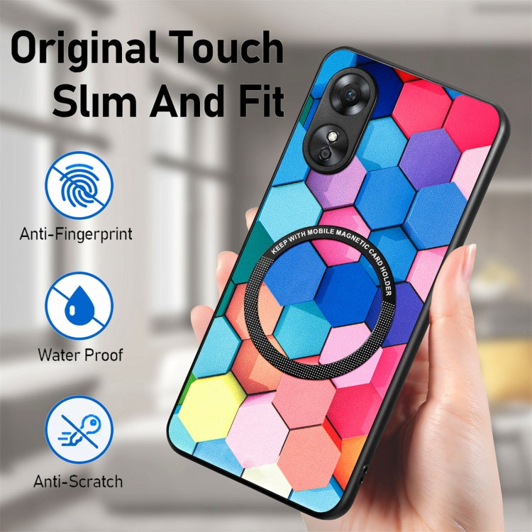 For OPPO A17 Colored Drawing Leather Back Cover Magsafe Phone Case(Rhombus Mandala) - OPPO Cases by buy2fix | Online Shopping UK | buy2fix