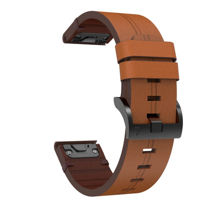 For Garmin Instinct 2 22mm Leather Steel Buckle Watch Band(Brown) - Watch Bands by buy2fix | Online Shopping UK | buy2fix