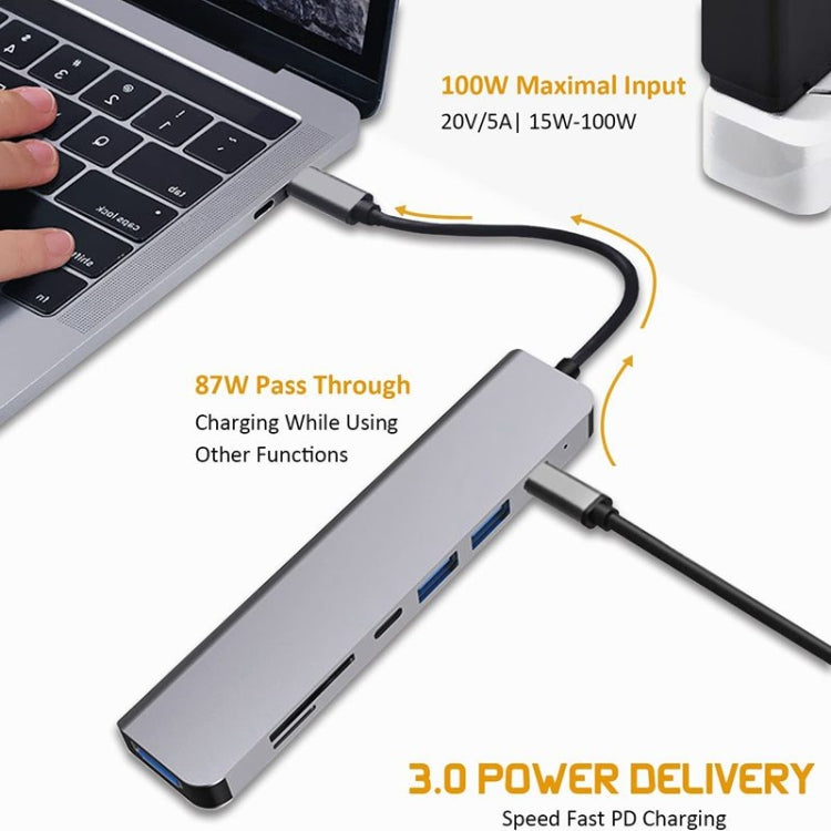 USB C Hub 7-in-1 USB C Multiport Adapter with HDMI 100W PD and SD/TF Card Reader - Computer & Networking by buy2fix | Online Shopping UK | buy2fix