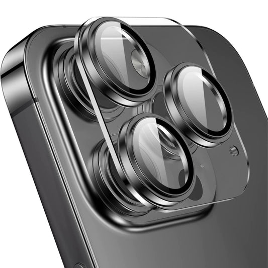 For iPhone 14 Pro / 14 Pro Max ENKAY Hat-Prince 9H Rear Camera Lens Tempered Glass Aluminium Alloy Film(Black) - iPhone 14 Pro Tempered Glass by ENKAY | Online Shopping UK | buy2fix