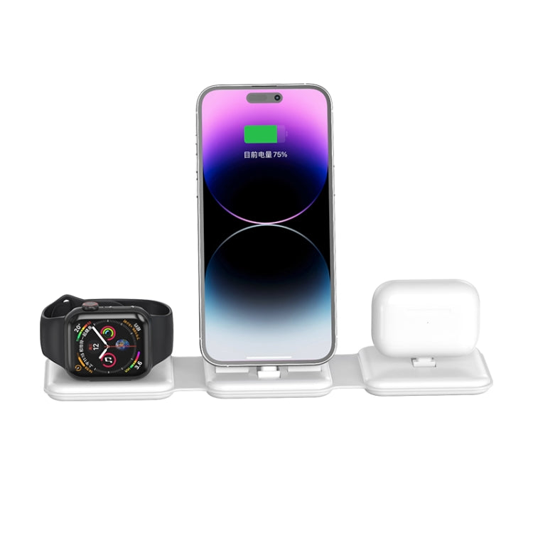 A75 Folding 3 in 1 Wireless Charger Suitable for Apple Watch Mobile Phone Headset(White) - Wireless Charger by buy2fix | Online Shopping UK | buy2fix