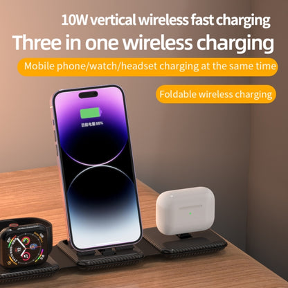 A75 Folding 3 in 1 Wireless Charger Suitable for Apple Watch Mobile Phone Headset(Black) - Wireless Charger by buy2fix | Online Shopping UK | buy2fix