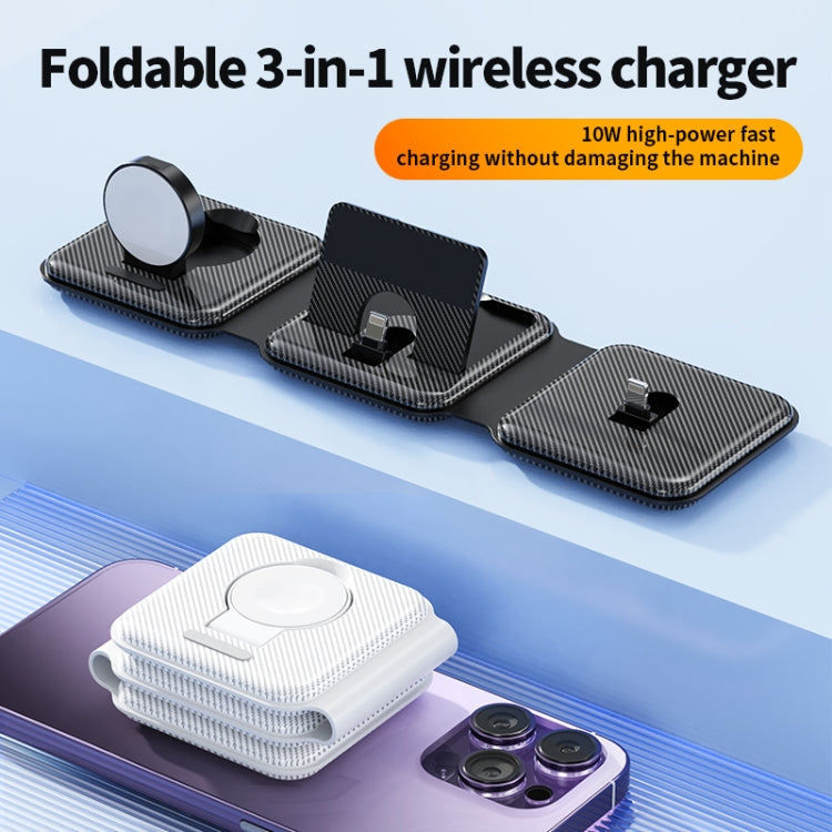 A75 Folding 3 in 1 Wireless Charger Suitable for Apple Watch Mobile Phone Headset(White) - Wireless Charger by buy2fix | Online Shopping UK | buy2fix