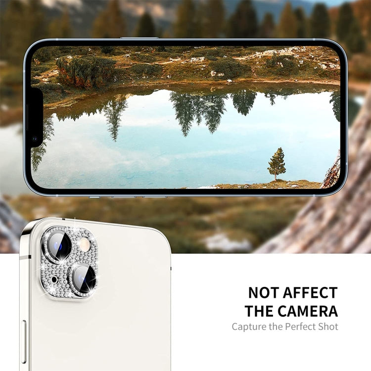 For iPhone 14 / 14 Plus ENKAY Hat-Prince Blink Diamond Camera Lens Aluminium Alloy Tempered Glass Film(Black) - iPhone 14 Tempered Glass by ENKAY | Online Shopping UK | buy2fix