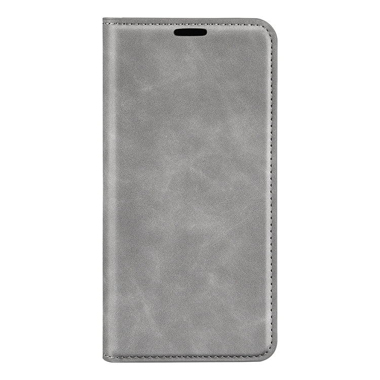 For TCL 40 SE Retro-skin  Magnetic Suction Leather Phone Case(Grey) - More Brand by buy2fix | Online Shopping UK | buy2fix
