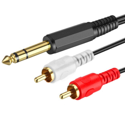 JUNSUNMAY 6.35mm Male TRS Stereo Plug to 2 RCA Phono Male Audio Cable Connector, Length:0.2m - RCA Cable by JUNSUNMAY | Online Shopping UK | buy2fix