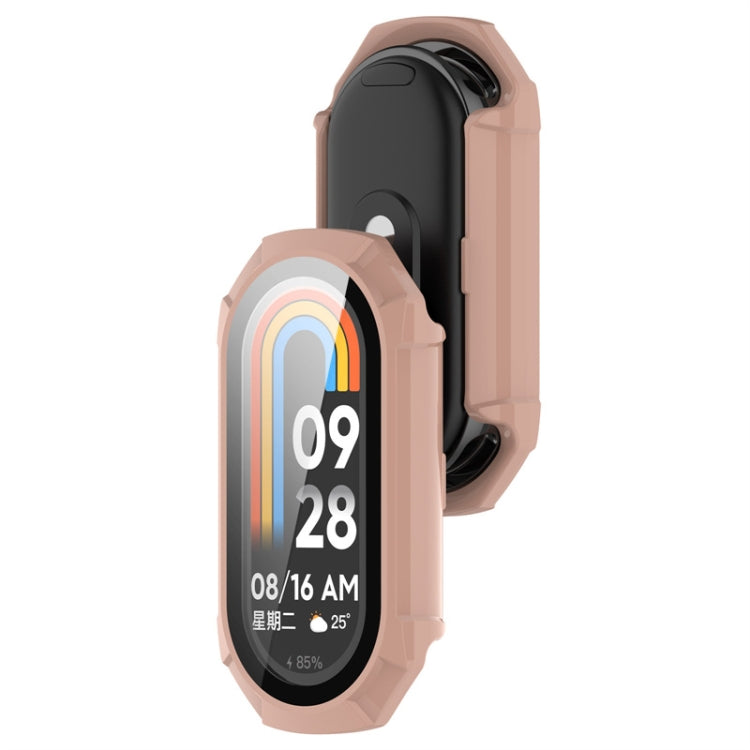 For Xiaomi Mi Band 8 ENKAY Hat-Prince Full Coverage PC Frame + Tempered Glass Film Watch Case(Pink) - Watch Cases by ENKAY | Online Shopping UK | buy2fix