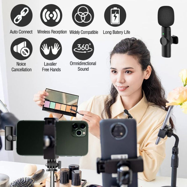 Bluetooth  Mini Microphone Wireless Lavalier Noise Reduction Microphone for iPhone / iPad, with 8 Pin Receiver & Dual Microphones - Microphone by buy2fix | Online Shopping UK | buy2fix