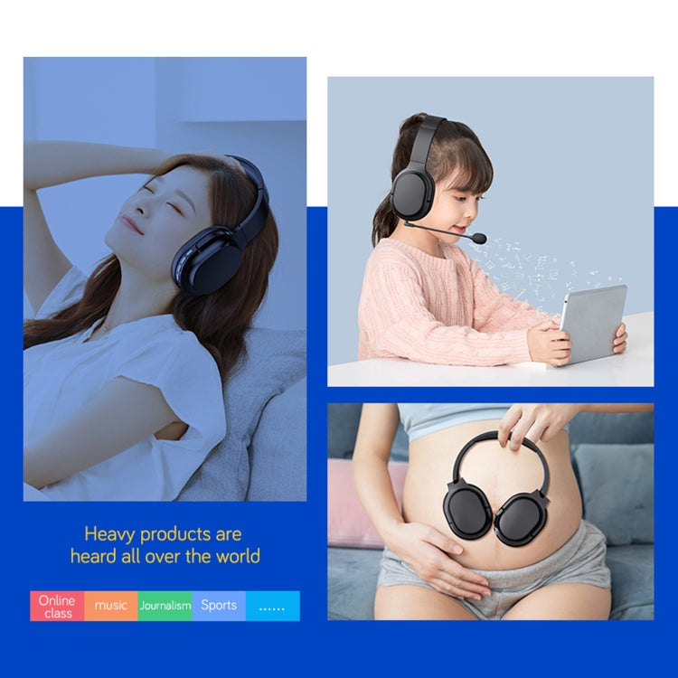 OY713 Blcak Music Headset Wireless BT5.0 Headphones Call Center Earphone With Microphone - Microphones & Headsets by buy2fix | Online Shopping UK | buy2fix