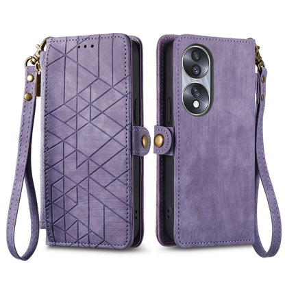 For Honor 50 Geometric Zipper Wallet Side Buckle Leather Phone Case(Purple) - Honor Cases by buy2fix | Online Shopping UK | buy2fix