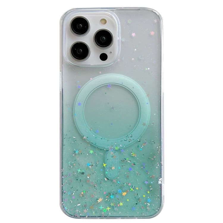 For iPhone 15 MagSafe Glitter Hybrid Clear TPU Phone Case(Green) - iPhone 15 Cases by buy2fix | Online Shopping UK | buy2fix