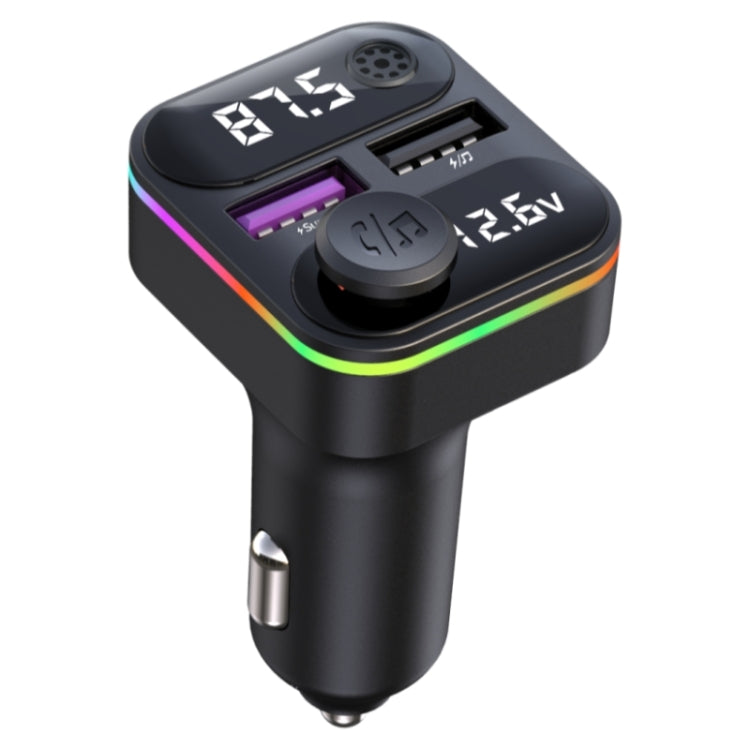 C37 Car QC3.0 20W Fast Charger LED Backlit Atmosphere Light MP3 Player Bluetooth FM Transmitter - Bluetooth Car Kits by buy2fix | Online Shopping UK | buy2fix