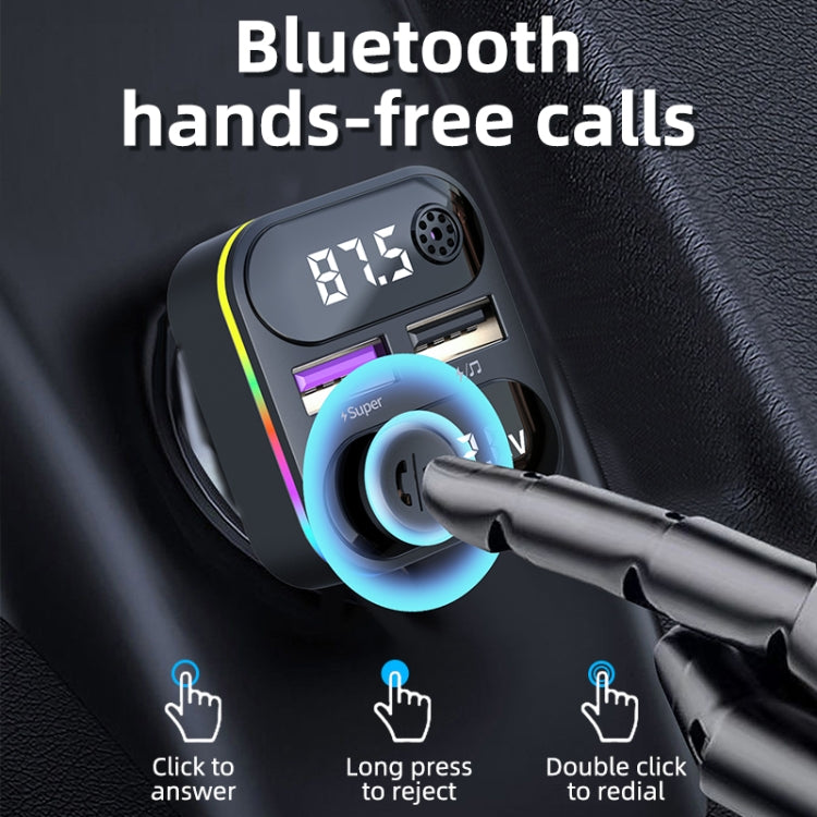 C37 Car QC3.0 20W Fast Charger LED Backlit Atmosphere Light MP3 Player Bluetooth FM Transmitter - Bluetooth Car Kits by buy2fix | Online Shopping UK | buy2fix