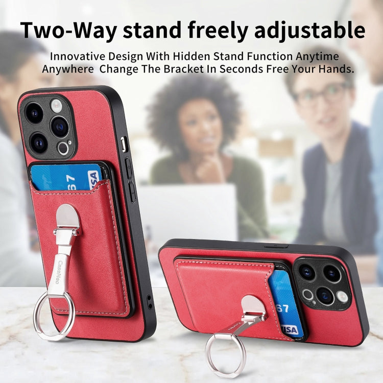 For iPhone 15 Pro Max Skin Feel Ring Holder Wallet Magnetic Phone Case(Red) - iPhone 15 Pro Max Cases by buy2fix | Online Shopping UK | buy2fix