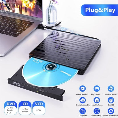 BT689 Portable DVD Burner External Optical Drive CD Player Win10 USB Optical Drive Recorder - Rewritable Drive by buy2fix | Online Shopping UK | buy2fix