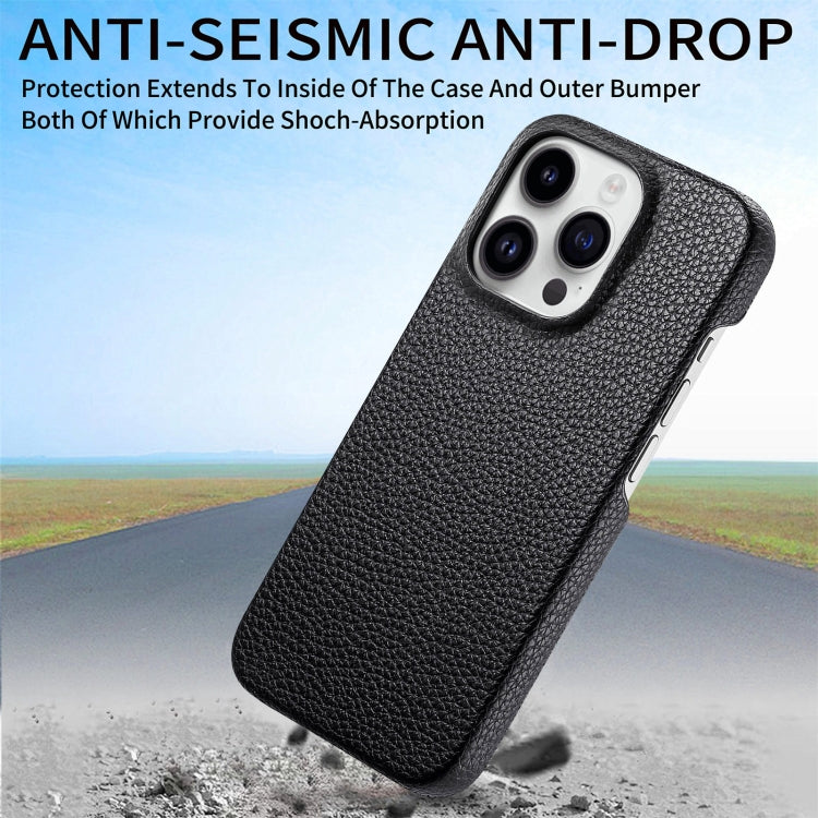 For iPhone 15 Pro Max Litchi Oil Edge Leather Back Phone Case(Black) - iPhone 15 Pro Max Cases by buy2fix | Online Shopping UK | buy2fix