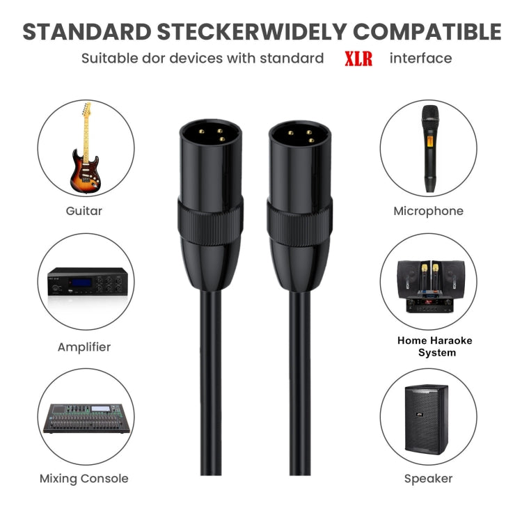 JUNSUNMAY XLR Male to Male Mic Cord 3 Pin Audio Cable Balanced Shielded Cable, Length:2m - Microphone Audio Cable & Connector by JUNSUNMAY | Online Shopping UK | buy2fix