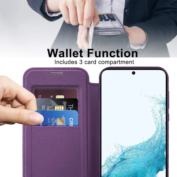 For Samsung Galaxy S22+ 5G MagSafe Magnetic RFID Anti-theft Leather Phone Case(Purple) - Galaxy S22 5G Cases by buy2fix | Online Shopping UK | buy2fix