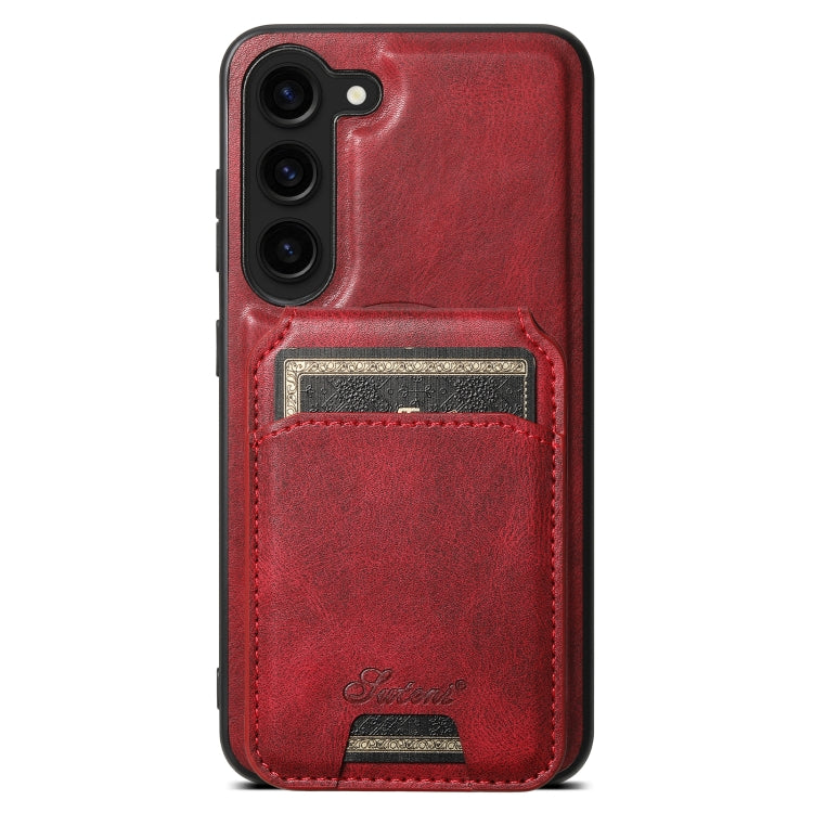 For Samsung Galaxy S23 5G Suteni H15 MagSafe Oil Eax Leather Detachable Wallet Back Phone Case(Red) - Galaxy S23 5G Cases by Suteni | Online Shopping UK | buy2fix