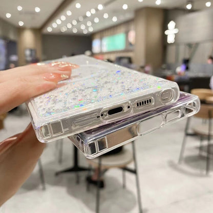 For Samsung Galaxy S22 Ultra 5G MagSafe Glitter Hybrid Clear TPU Phone Case(White) - Galaxy S22 Ultra 5G Cases by buy2fix | Online Shopping UK | buy2fix
