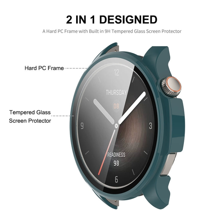 For Amazfit Balance A2286 ENKAY Hat-Prince Full Coverage Tempered Glass Film Integrated PC Watch Case(Dark Green) - Watch Cases by ENKAY | Online Shopping UK | buy2fix