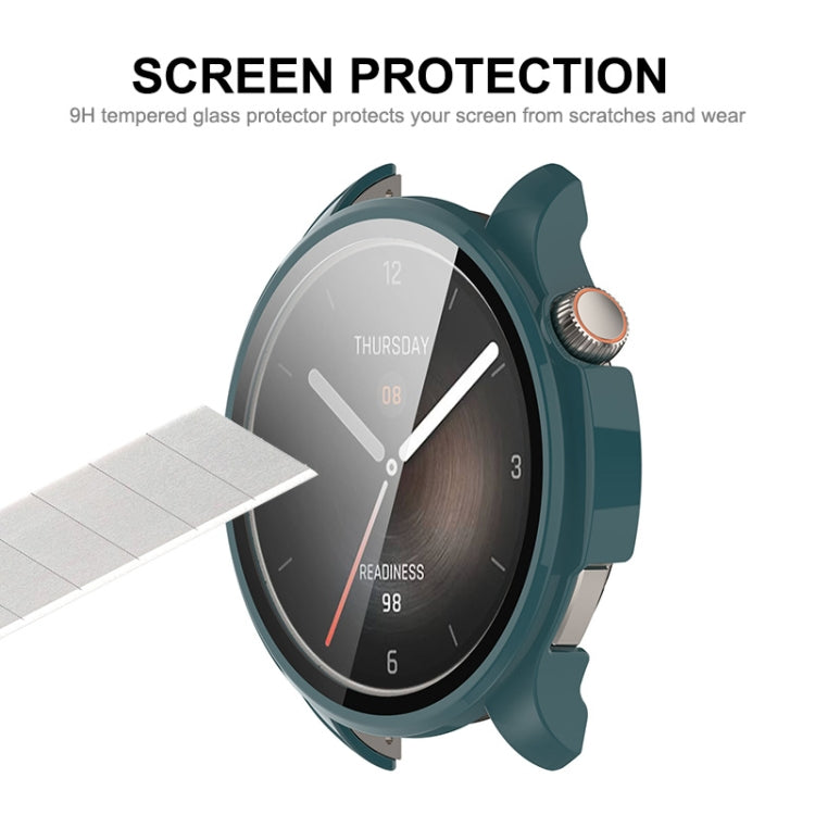 For Amazfit Balance A2286 ENKAY Hat-Prince Full Coverage Tempered Glass Film Integrated PC Watch Case(Dark Green) - Watch Cases by ENKAY | Online Shopping UK | buy2fix