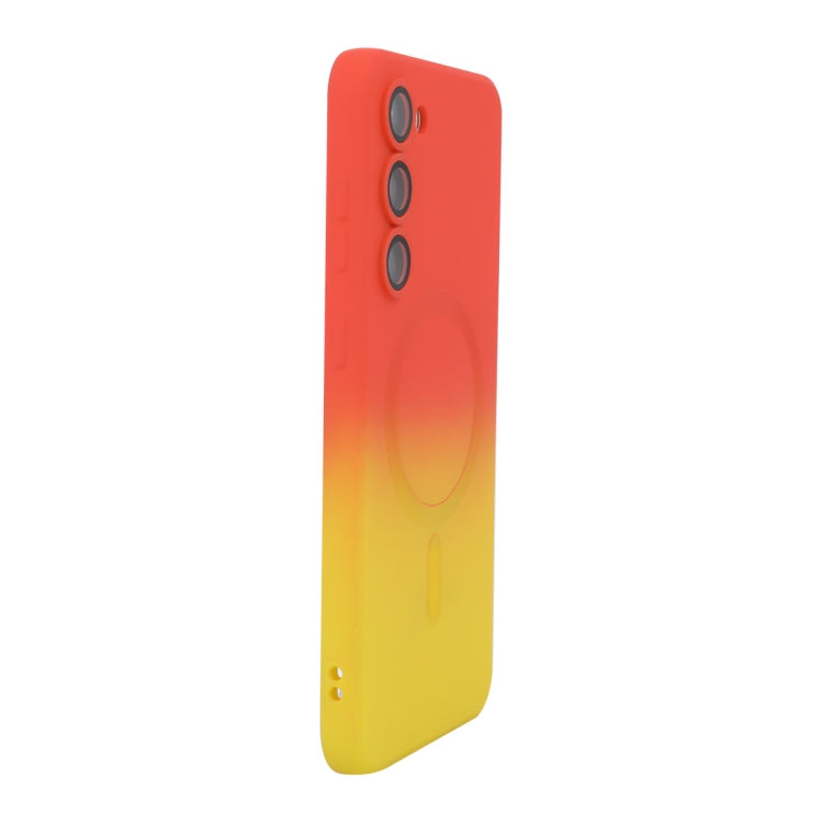 For Samsung Galaxy S23 5G ENKAY Hat-Prince MagSafe Rainbow Gradient Silicone Phone Case with Lens Film(Orange Yellow) - Galaxy S23 5G Cases by ENKAY | Online Shopping UK | buy2fix