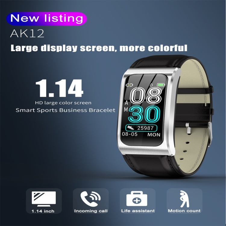 AK12 1.14 inch IPS Color Screen Smart Watch IP68 Waterproof,Leather Watchband,Support Call Reminder /Heart Rate Monitoring/Blood Pressure Monitoring/Sleep Monitoring/Predict Menstrual Cycle Intelligently(Gold) - Smart Wear by buy2fix | Online Shopping UK | buy2fix