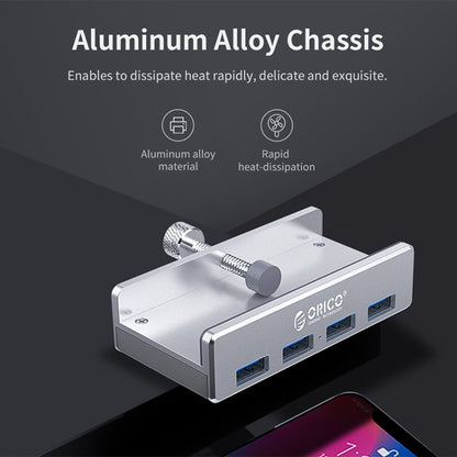 ORICO  MH4PU-P Aluminum Alloy 4 Ports USB3.0 Clip-type HUB(Black) - USB 3.0 HUB by ORICO | Online Shopping UK | buy2fix