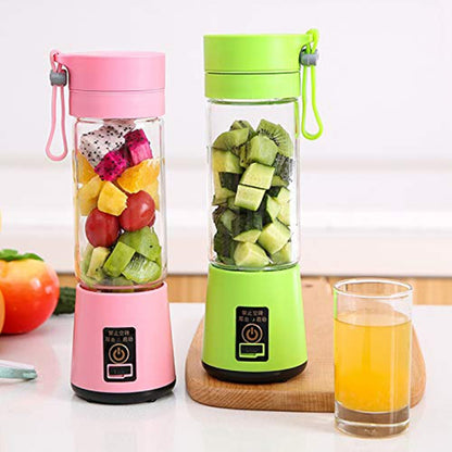 USB Rechargeable Electric Automatic Vegetable Fruit Citrus Orange Juice Maker Cup Mixer Bottle (380ML)(4 Blades Pink) - Home & Garden by buy2fix | Online Shopping UK | buy2fix