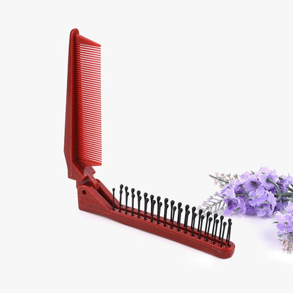 Portable Travel Folding Comb Anti-static Massage Comb(Red Wood Grain) - Hair Trimmer by buy2fix | Online Shopping UK | buy2fix