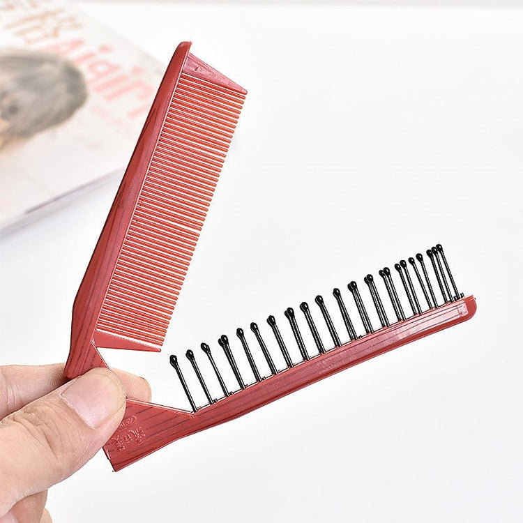 Portable Travel Folding Comb Anti-static Massage Comb(Red Wood Grain) - Hair Trimmer by buy2fix | Online Shopping UK | buy2fix