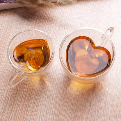 2 PCS Heart Shaped Double Wall Glass Mug Resistant Transparent Tea Cups(240ml) - Home & Garden by buy2fix | Online Shopping UK | buy2fix