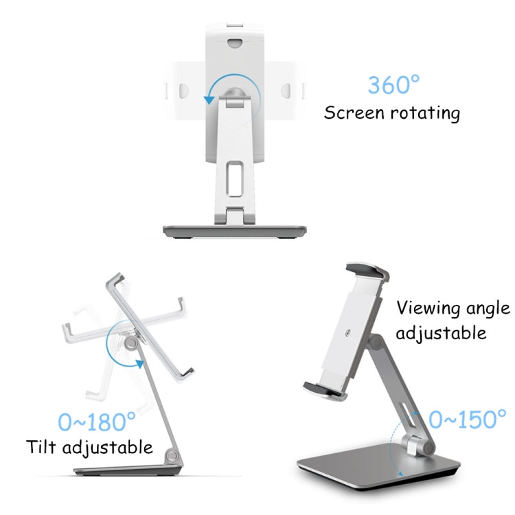 AP-7X Universal Aluminum Stand Desk Mount Holder for 4.7-9.7 inch Phone & Tablet PC(Silver Gray) - Desktop Holder by buy2fix | Online Shopping UK | buy2fix