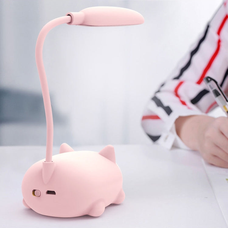 Cartoon Cat Design LED Eye Protection Reading Lamp USB Rechargeable Desk Lamp(Pink) -  by buy2fix | Online Shopping UK | buy2fix