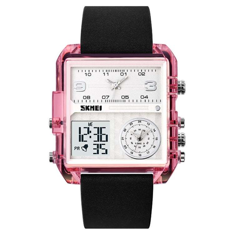 SKMEI 2021 Square Large Dial Triple Movement Men Sports Watch(Transparent Pink) - LED Digital Watches by SKMEI | Online Shopping UK | buy2fix