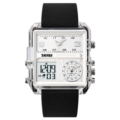 SKMEI 2021 Square Large Dial Triple Movement Men Sports Watch(Transparent White) - LED Digital Watches by SKMEI | Online Shopping UK | buy2fix