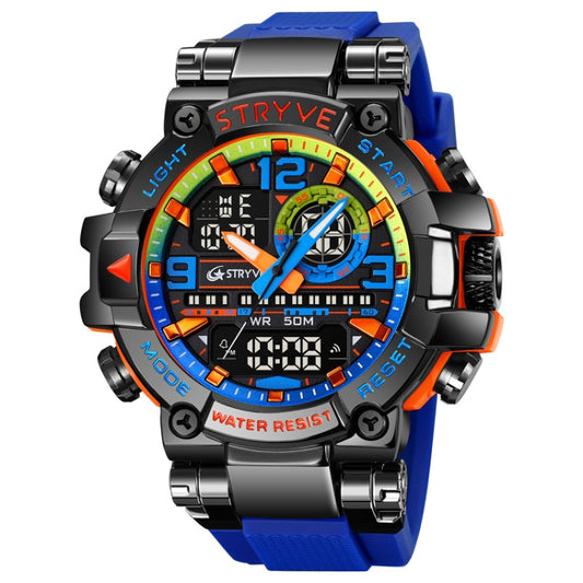 STRYVE S8025 Sports Night Light Electronic Waterproof Watch Multifunctional Student Watch(Blue) - Leather Strap Watches by STRYVE | Online Shopping UK | buy2fix