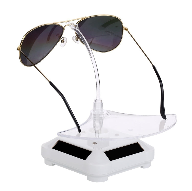 Solar 360 Degree Rotating Turntable Colorful Lights Glasses Display Stand(White) - Camera Accessories by buy2fix | Online Shopping UK | buy2fix