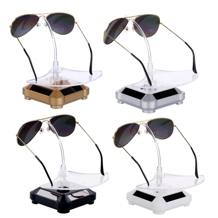 Solar 360 Degree Rotating Turntable Colorful Lights Glasses Display Stand(White) - Camera Accessories by buy2fix | Online Shopping UK | buy2fix