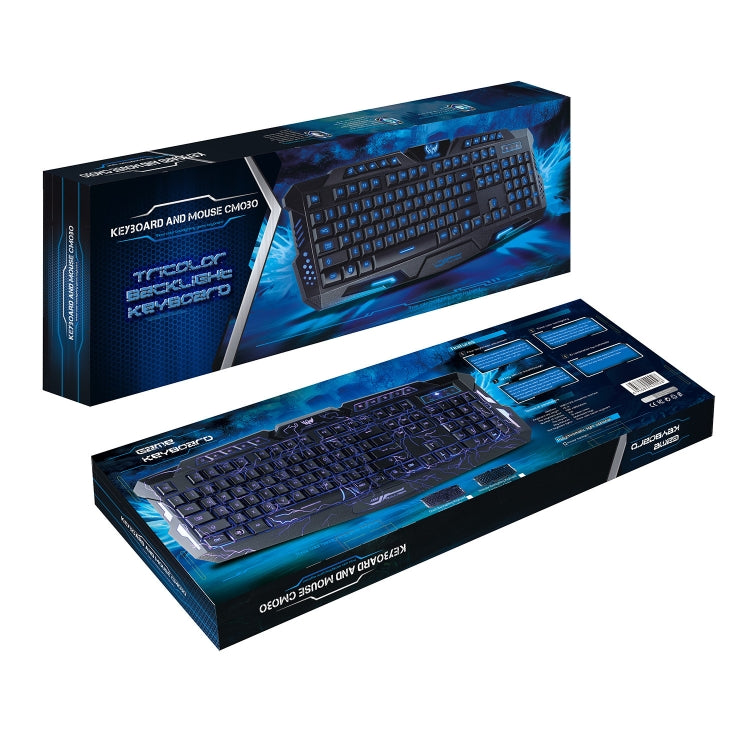 HXSJ J60 Crack Three-color Backlit Keyboard And Colorful Backlit Mouse Set(English Keyboard + Cracked Mouse) - Wired Keyboard by HXSJ | Online Shopping UK | buy2fix