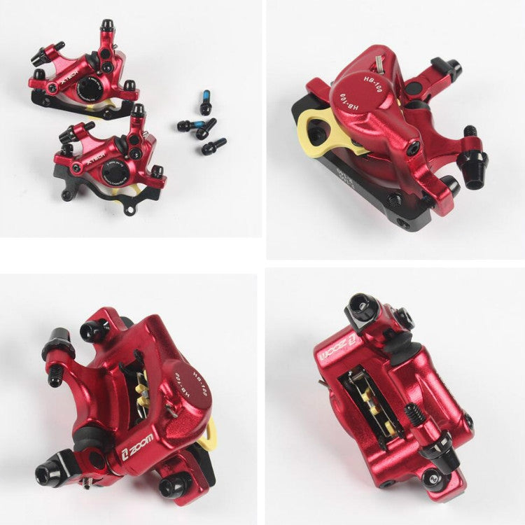 ZOOM HB100 Mountain Bike Hydraulic Brake Caliper Folding Bike Cable Pull Hydraulic Disc Brake Caliper, Style:Front(Red) - Outdoor & Sports by Zoom | Online Shopping UK | buy2fix