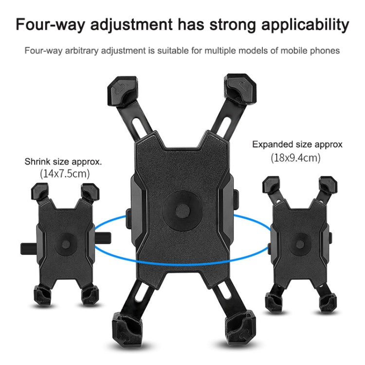 Electric Bicycle Mobile Phone Holder Can Be Rotated 360-degree Mobile Phone Holder Four-way Adjustment Bracket for Motorcycle, Style:Handlebars(Red) - Holders by buy2fix | Online Shopping UK | buy2fix