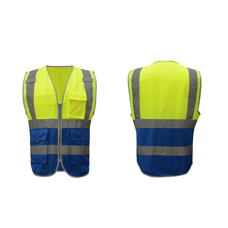 Multi-pockets Safety Vest Reflective Workwear Clothing, Size:L-Chest 118cm(Yellow Blue) - Reflective Safety Clothing by buy2fix | Online Shopping UK | buy2fix