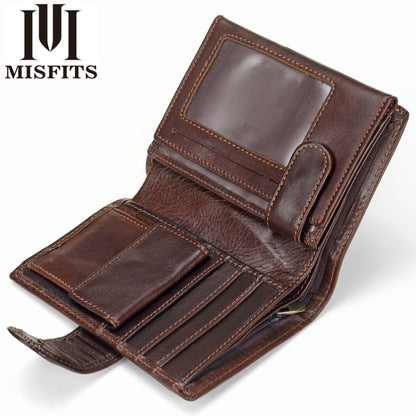 Vintage Men Wallet Genuine Leather Short Wallets Male Multifunctional Cowhide Male Purse Coin Pocket Photo Card Holder(Light Coffee) - Home & Garden by buy2fix | Online Shopping UK | buy2fix