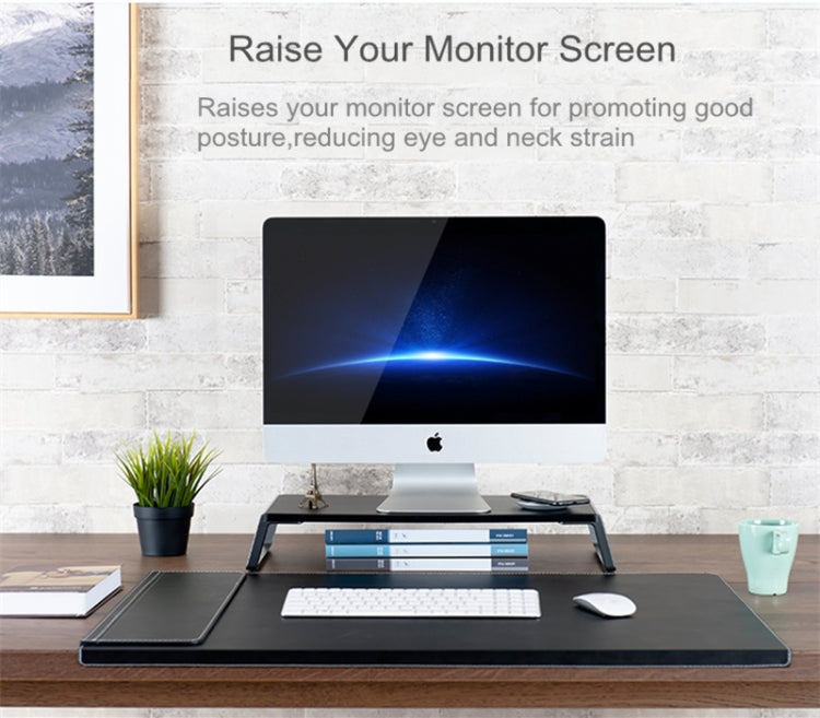 Monitor Stand Riser with Metal Feet for iMac MacBook LCD Display Printer, Lapdesk Tabletop Organizer Sturdy Platform Save Space(Light Wood Grain) - Computer & Networking by buy2fix | Online Shopping UK | buy2fix