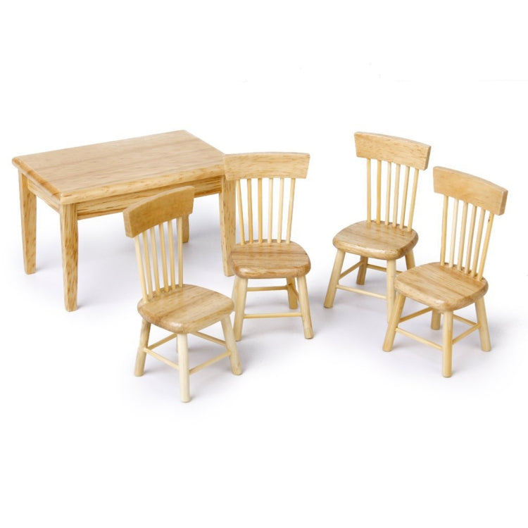 5 PCS / Set 1:12 Mini Dollhouse Furniture Wooden Dining Table Chair Set Pocket Toy(Wood) - Toys & Hobbies by buy2fix | Online Shopping UK | buy2fix